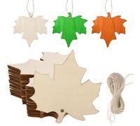 Lot de 10 étiquettes en bois à peindre - Feuille d'érable en bois - Pour travaux manuels, décoration avec corde de jute, feuille d'érable - Pour mariage, table, bricolage, scrapbooking, étiquettes