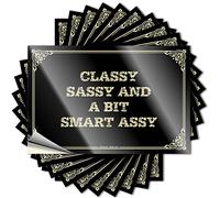 Lot de 10 étiquettes en vinyle avec chiffres classes, Sassy et A Bit Smart Assy & Class Ebike faciles à appliquer pour bar à domicile (8 x 12 cm)