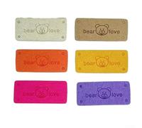 Lot de 10 étiquettes faites à la main en cuir microfibre, décoration de couture, pour vêtements artisanaux et étiquettes de vêtements personnalisés (violet)