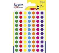 Lot de 10 Etui de 420 pastilles adhésives, diamètre 8 mm, coloris assortis (6 feuilles / cdt)