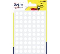 AVERY - 560 pastilles, Planche A6, Blanc, 8 mm