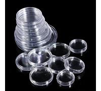 Lot de 10 étuis ronds transparents en plastique pour pièces de monnaie 18 mm à 50 mm