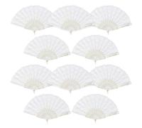 Lot de 10 Éventail Pliable en Dentelle, Blanc éventails Pliables en Dentelle de Style Vintage Chinois, Cadeau de Fête de Mariage pour Filles et Femmes Fête, Mariage, Danse, Décoration Cadeaux