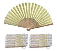 Lot de 10 éventails en Papier et Nervures en Bambou Crème PHF10