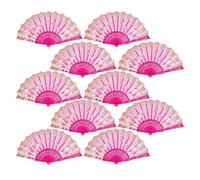 Lot de 10 éventails pliants de style espagnol pour fête, mariage, danse (rose foncé)