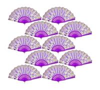 Lot de 10 éventails pliants de style espagnol pour fête, mariage, danse (violet)