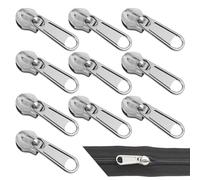 Lot de 10 extracteurs de fermeture éclair en nylon, extracteurs de fermeture éclair en métal, housses de protection pour jupes, robes, maroquinerie, coussins, réparation de fermeture éclair, argent