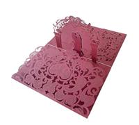 Lot de 10 faire-part mariage pop-up 3D for mariés, pochettes laser florales, invitations fiançailles, for enterrement vie jeune fille(Red)