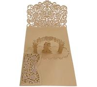 Lot de 10 faire-part mariage pop-up 3D for mariés, pochettes laser florales, invitations fiançailles, for enterrement vie jeune fille(Brown)