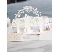 Lot de 10 faire-part mariage pop-up 3D for mariés, pochettes laser florales, invitations fiançailles, for enterrement vie jeune fille(White)