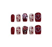 Lot de 10 faux ongles à presser en acrylique effet œil de chat pour femmes et filles