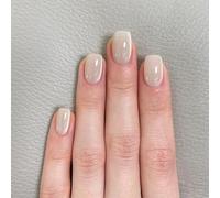 Lot de 10 faux ongles courts carrés blancs en acrylique à coller sur les ongles pour femme