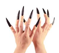 Lot de 10 faux ongles pour doigts de sorcière griffes flèches anneaux accessoires cosplay fête d'Halloween griffes sorcière armure doigts ongles vampire gothiques
