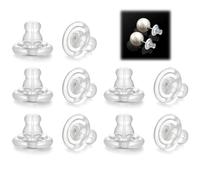 Lot de 10 fermoirs de boucles d'oreilles en silicone S925 pour oreilles tombantes, hypoallergéniques, souples, sécurisés, sans irritation, pour adultes (argenté)