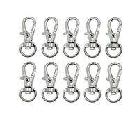 Lot de 10 fermoirs mousquetons pivotants argentés pour sac, ceinture, chaînes de chien, fabrication de bijoux, porte-clés en métal (argent, 32 mm x 14 mm)