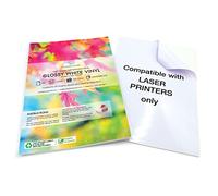 Lot de 10 Feuilles A4 Papier Vinyle PVC Blanc Imperméable Autocollant | Papier Adhésif Autocollant Brillant de Qualité | Impression Laser, Format A4 | FBA