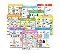 Lot de 10 feuilles d'affiche phonique éducative pour enfants d'âge préscolaire - Aide à l'enseignement des langues - Pour l'apprentissage précoce