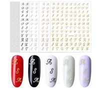 Lot de 10 feuilles d'autocollants 3D alphabets pour ongles - Lettres d'autocollants pour nail art - Pour manucure et salon de manucure