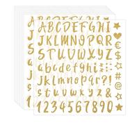 Lot de 10 feuilles d'autocollants à paillettes avec lettres et chiffres - Autocollants à paillettes pour invitations de mariage, boîte aux lettres, bricolage, scrapbooking et plus encore