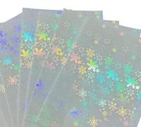 Lot de 10 feuilles d'autocollants en vinyle holographique transparent avec flocons de neige de Noël