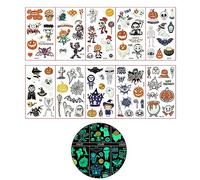 Lot de 10 feuilles d'autocollants fluorescents effrayants chauve-souris citrouille pour enfants