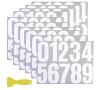 Lot de 10 feuilles d'autocollants numérotés 10 cm, grattoir rigide jaune et blanc, autocollants imperméables pour numéro de maison porte d'entrée extérieur