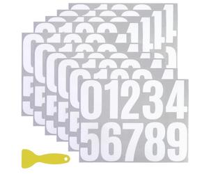 Lot de 10 feuilles d'autocollants numérotés 10 cm, grattoir rigide jaune et blanc, autocollants imperméables pour numéro de maison porte d'entrée extérieur