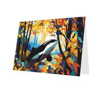 Lot de 10 feuilles de cartes de vacances Killer Whale In The Woods - Enveloppe grise - Convient comme cartes d'invitation pour anniversaire de mariage et fête