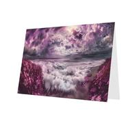 Lot de 10 feuilles de cartes de vacances violettes Sea of Clouds avec enveloppe rose pour anniversaire de mariage et cartes d'invitation à une fête