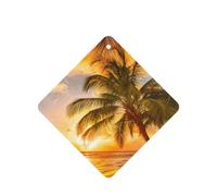 Lot de 10 feuilles de désodorisant de voiture avec corde pour la maison Motif plage tropicale palmier coucher de soleil