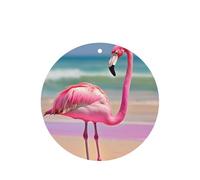 Lot de 10 feuilles de désodorisant pour voiture avec corde Motif flamant rose sur la plage