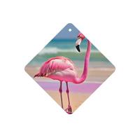 Lot de 10 feuilles de désodorisant pour voiture avec corde Motif flamant rose sur la plage