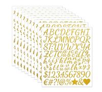 Lot de 10 feuilles de lettres scintillantes en vinyle pailleté, lettres autocollantes, autocollantes, imperméables, chiffres alphabet, scrapbooking, pour bouteilles d'eau, fenêtres, voitures, dorés