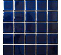 Lot de 10 feuilles de mosaïque carrées en céramique Bleu cobalt brillant Format : 58 x 58 mm Taille de la feuille : 304 x 304 mm