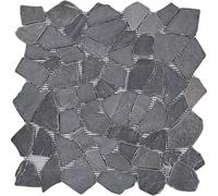 Lot de 10 feuilles de mosaïque Ciot uni en marbre naturel pour cuisine - Dimensions : 15-69 x 8 mm - Dimensions de la feuille : 305 x 305 mm Gris Anthracite - Noir (Imprégné)