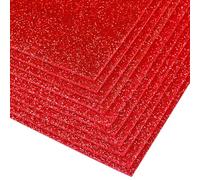 Lot de 10 feuilles de mousse EVA à paillettes autocollantes - 2 mm d'épaisseur - 20 x 30 cm - Pour projets de bricolage, scrapbooking, projets scolaires, décoration de fête (rouge)