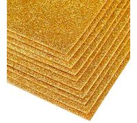 Lot de 10 feuilles de mousse EVA à paillettes autocollantes - 2 mm d'épaisseur - 20 x 30 cm - Pour projets de bricolage, scrapbooking, projets scolaires, décoration de fête (doré)