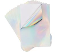 Lot de 10 feuilles de papier autocollant holographique A4 imprimable en vinyle Séchage rapide Imperméable vinyle arc-en-ciel papier pour imprimante à jet d'encre