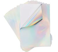 Lot de 10 feuilles de papier autocollant holographique A4 imprimable en vinyle Séchage rapide Imperméable vinyle arc-en-ciel papier pour imprimante à jet d'encre