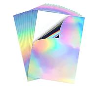 Lot de 10 feuilles de papier autocollant holographique A4 imprimable en vinyle Séchage rapide Imperméable vinyle arc-en-ciel papier pour imprimante à jet d'encre et laser