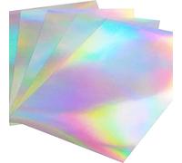 Lot de 10 feuilles de papier autocollant holographique imprimable 21,6 x 27,9 cm, imperméable, en vinyle, arc-en-ciel, pour imprimante à jet d'encre/laser