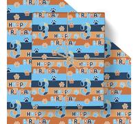 Lot de 10 feuilles de papier cadeau « Happy 3rd Birthday » - Motif patte de chien - Bleu et orange - Pour enfants, garçons et filles - Fête d'anniversaire, fête prénatale, vacances - 50 x 70 cm