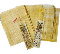 Lot de 10 feuilles de papier égyptien pour papyrus - 15 x 20 cm - Papyrus de l'alphabet ancien - Papyri pour projet artistique, scrapbooking et histoire scolaire - Papier de défilement idéal pour enseigner avec 1 marque-page
