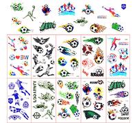 Lot de 10 feuilles de tatouages de football pour enfants, tatouages temporaires pour garçons, anniversaire d'enfant, petit cadeau de fête de football