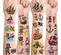 Lot De 10 Feuilles De Tatouages De Pirate Pour Enfants - Doux Pour La Peau - À Coller - Petit Cadeau D'anniversaire - Décoration De Fête - Pirates - Tatouages Pour Enfants Et Garçons[Z5509]
