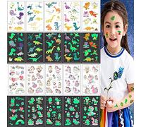 Lot de 10 feuilles de tatouages lumineux pour enfants, motif licorne, tatouages dinosaures, étanches, pour anniversaire d'enfant, petit cadeau, fête, tatouages temporaires doux pour la peau