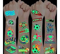 Lot de 10 feuilles de tatouages phosphorescents pour enfants - Cadeau de football pour garçon - Cadeau de rentrée des classes - Cadeau pour garçon - 3 4 5 6 7 8 9 10 ans - Objets cool pour garçons