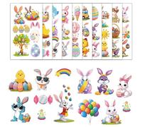 Lot de 10 feuilles de tatouages temporaires de Pâques - Pour filles, lapins - Tatouages temporaires - Vacances de Pâques - Fête de printemps pour filles - Cadeaux de festival