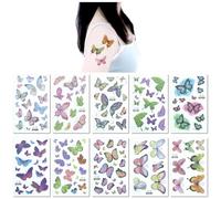 Lot De 10 Feuilles De Tatouages Temporaires En Forme De Papillon, Imperméables Et Colorés, Motif Dessin Animé, Pour Fête D'Enfants