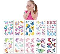 Lot De 10 Feuilles De Tatouages Temporaires En Forme De Papillon Pailleté, Imperméables, Motif Dessin Animé, Pour Adultes Et Enfants